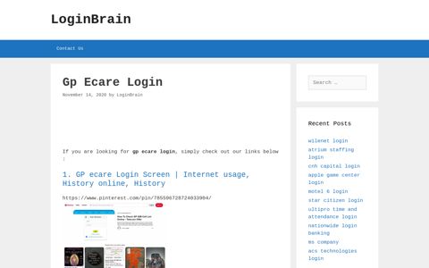 Gp Ecare Gp Ecare Login Screen | Internet Usage, History ...
