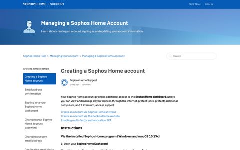 Creating a Sophos Home account – Sophos Home Help