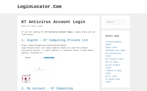 K7 Antivirus Account Login - LoginLocator.Com