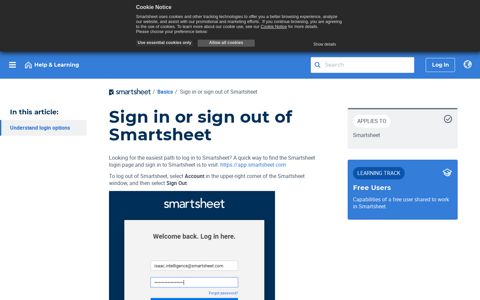 Sign in or sign out of Smartsheet | Smartsheet Learning Center