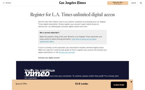 Register for L.A. Times unlimited digital access - Los Angeles ...