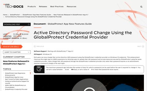 Active Directory Password Change Using the GlobalProtect Cr...
