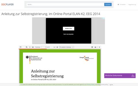 Anleitung zur Selbstregistrierung. im Online-Portal ELAN-K2 ...