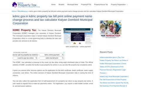 kdmc.gov.in kdmc property tax bill print online payment name ...