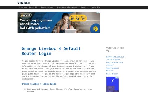 Orange Livebox 4 - Default login IP, default username ...