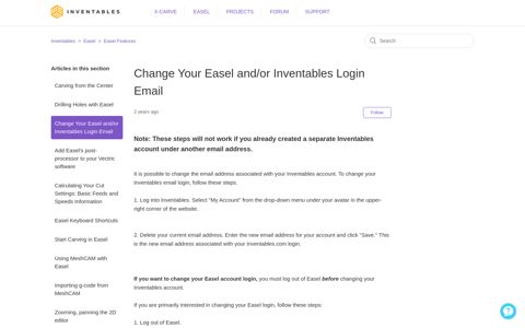 Change Your Easel and/or Inventables Login Email ...