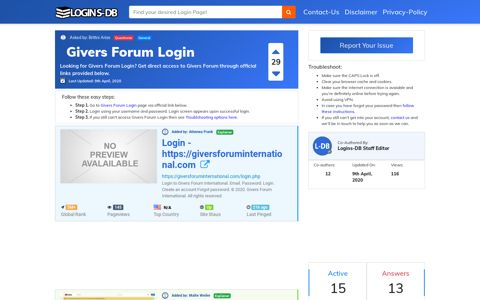 Givers Forum Login - Logins-DB