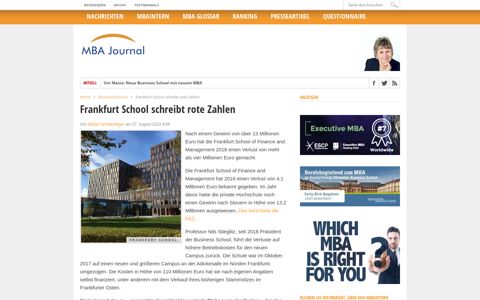 Frankfurt School schreibt rote Zahlen • MBA Journal