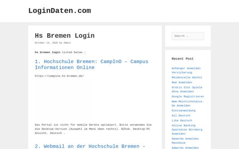 Hs Bremen Login - LoginDaten.com