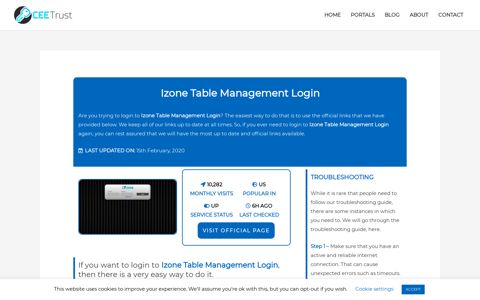 Izone Table Management Login - Find Official Portal - CEE Trust