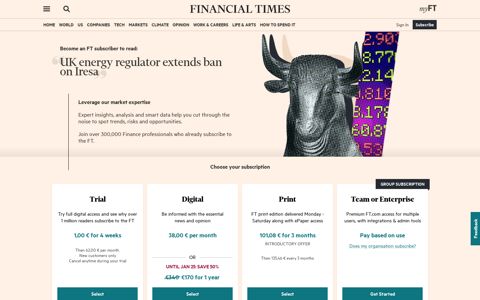 UK energy regulator extends ban on Iresa | Financial Times
