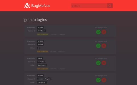 gota.io passwords - BugMeNot