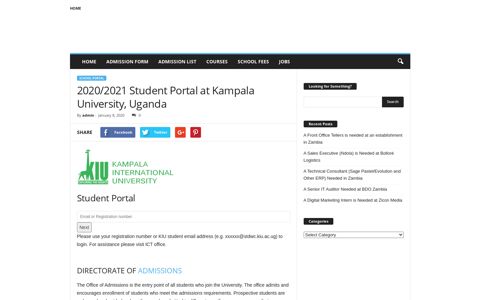 2020/2021 Student Portal at Kampala University, Uganda ...