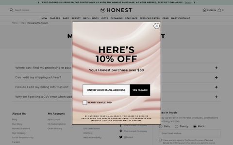 Managing My Account - The Honest Company