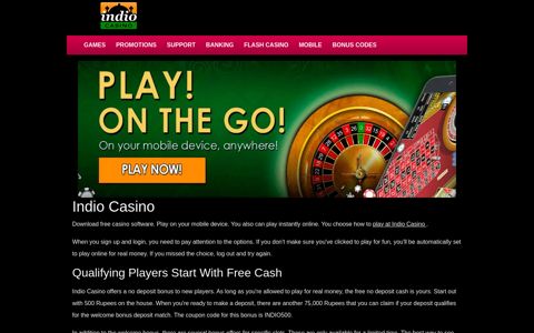 Claim Your Free Cash From Indio Casino