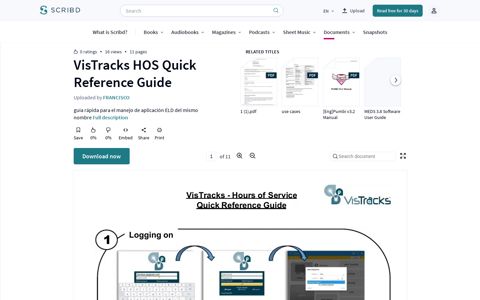 VisTracks HOS Quick Reference Guide | Login | Mobile App