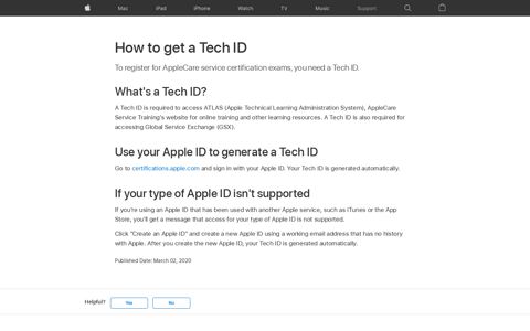 How to get a Tech ID - Apple Support