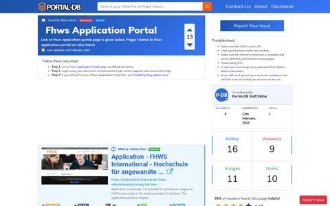 Fhws Application Portal - Portal-DB.live