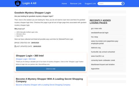 goodwin mystery shopper login - Official Login Page [100 ...