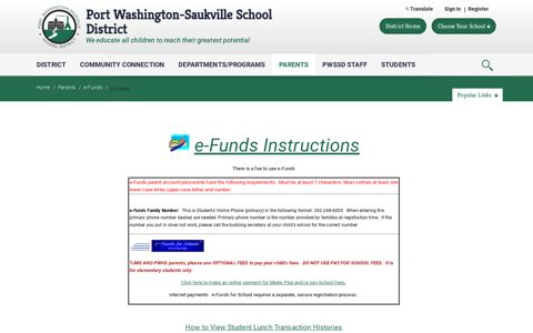 e-Funds - Port Washington-Saukville School District
