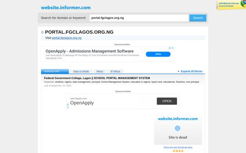portal.fgclagos.org.ng at WI. Federal Government College ...