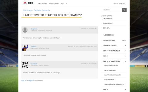 Latest time to register for fut champs? — FIFA Forums