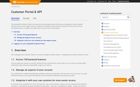 Customer Portal & API - Leaseweb Knowledge Base