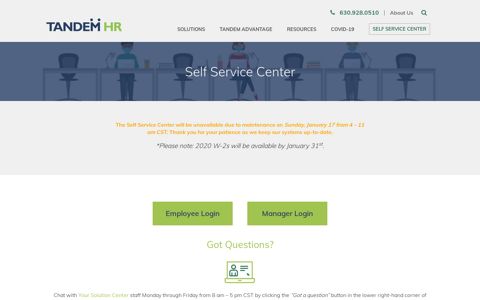 Self Service Center | Tandem HR Client Employee Login