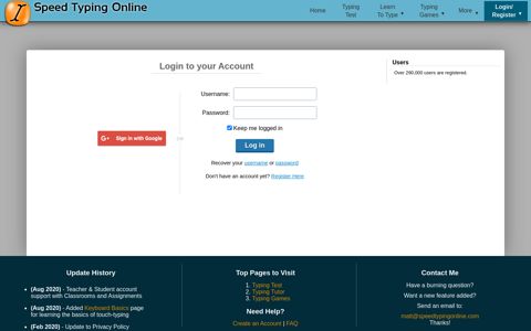 Account Login - SpeedTypingOnline