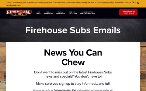 Email Newsletter | Firehouse Subs - Firehouse Subs