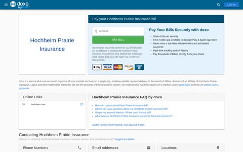 Hochheim Prairie Insurance | Pay Your Bill Online | doxo.com