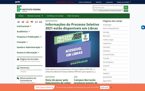 Instituto Federal do Paraná – IFPR – Educação pública ...