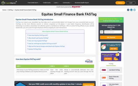Equitas Small Finance Bank FASTag: How to Apply for ...