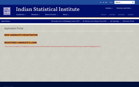 Application Portal - Indian Statistical Institute