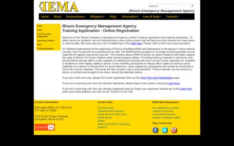 IEMA Online Registration and Tracking Program Page
