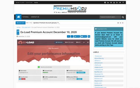 Ex-Load Premium Account December 10, 2020 | FREE ...