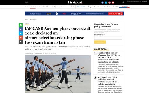 IAF CASB Airmen phase one result 2020 declared on ...