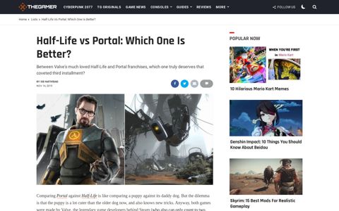 Half-Life vs Portal: Which One Is Better? | TheGamer