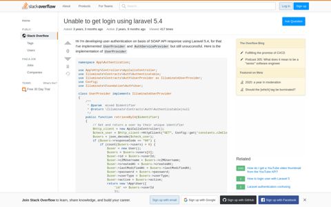 Unable to get login using laravel 5.4 - Stack Overflow