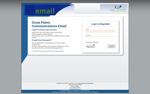 MagicMail Server: Login Page - Great Plains Communications ...
