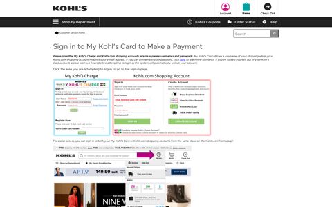 Sign in to My Kohl's Card to Make a Payment