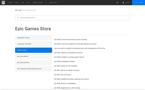 Get Error Codes Support for Epic Games - Epic Games Store