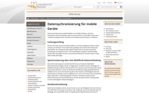 Datensychronisierung für mobile Geräte • Universität Passau