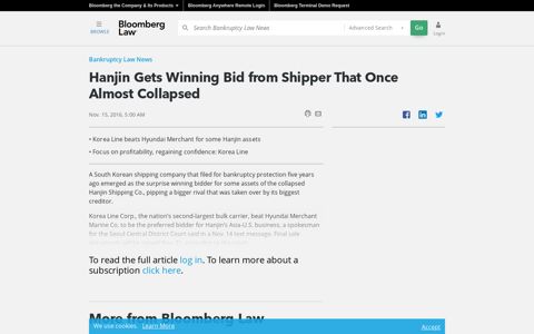 Hanjin Gets Winning Bid from Shipper That Once Almost ...