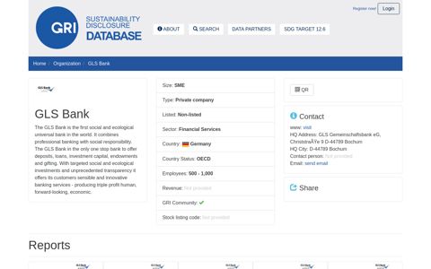GLS Bank - SDD - GRI Database