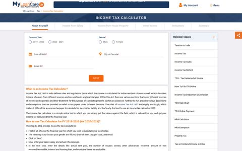 Income Tax Calculator: Calculate FY 2019-20 Online Taxes