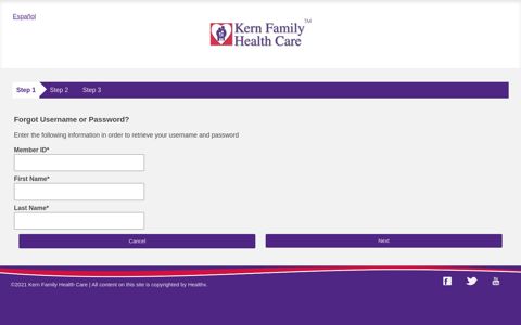 Forgot your username or password? - Kern Family Health Care
