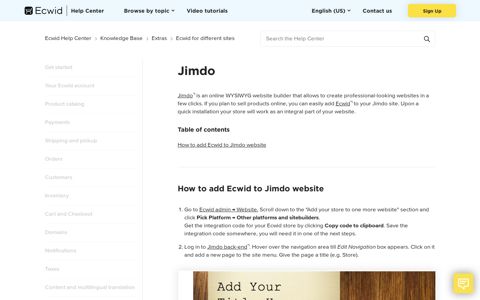 Jimdo – Ecwid Help Center - Ecwid support