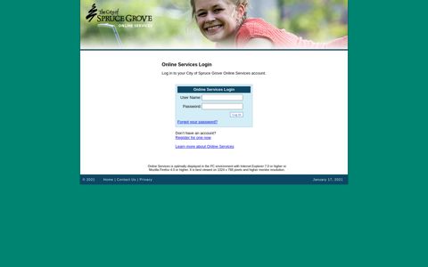 Log in to your City of Spruce Grove Online Services account