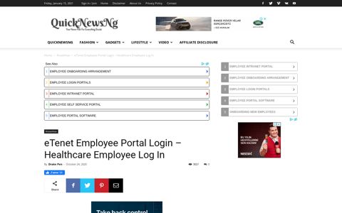 eTenet Employee Portal Login - Healthcare Employee Log In